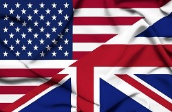 USA and UK flags for English